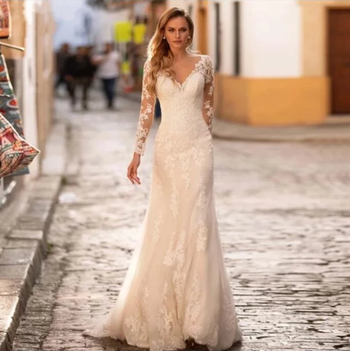 I Linie Brautkleid Berat mit Langarm und Spitze&nbsp;Bodenlang