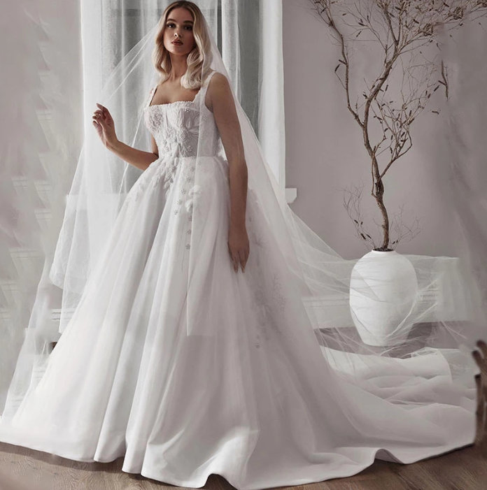 A Linie Prinzessin Brautkleid Bibi mit perlen Riemen und&nbsp;Schleppe