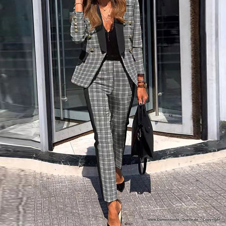 Eleganter Hosenanzug Abbey in Grau Schwarz&nbsp;Kariert