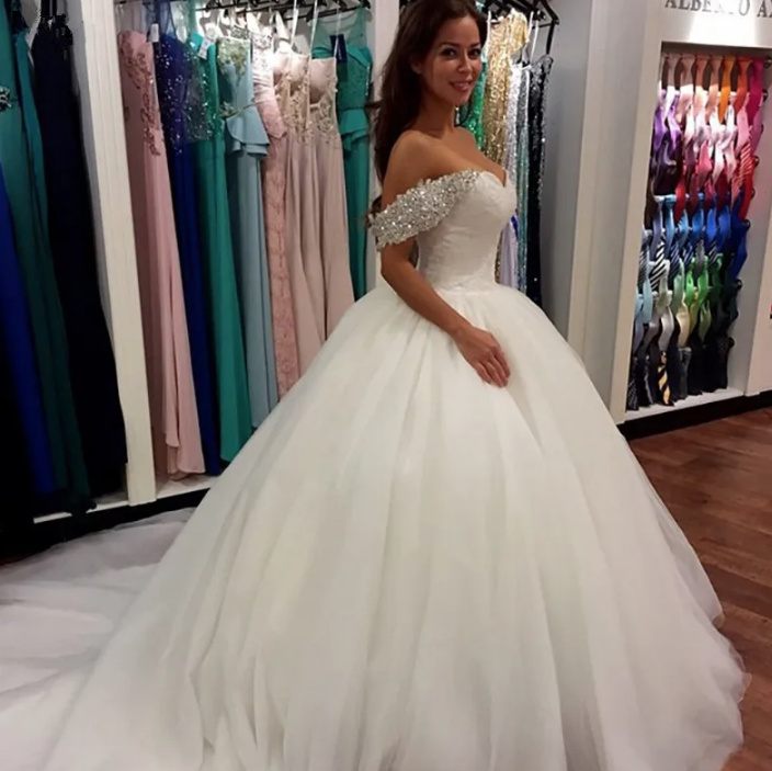 Schulterfreies Prinzessin Brautkleid Ada mit Glitzer&nbsp;Pailletten