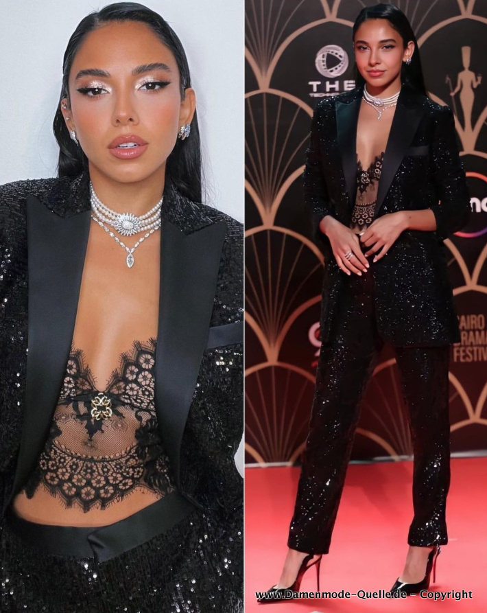 Schwarzer Pailletten Glitzer Hosenanzug&nbsp;Festlich