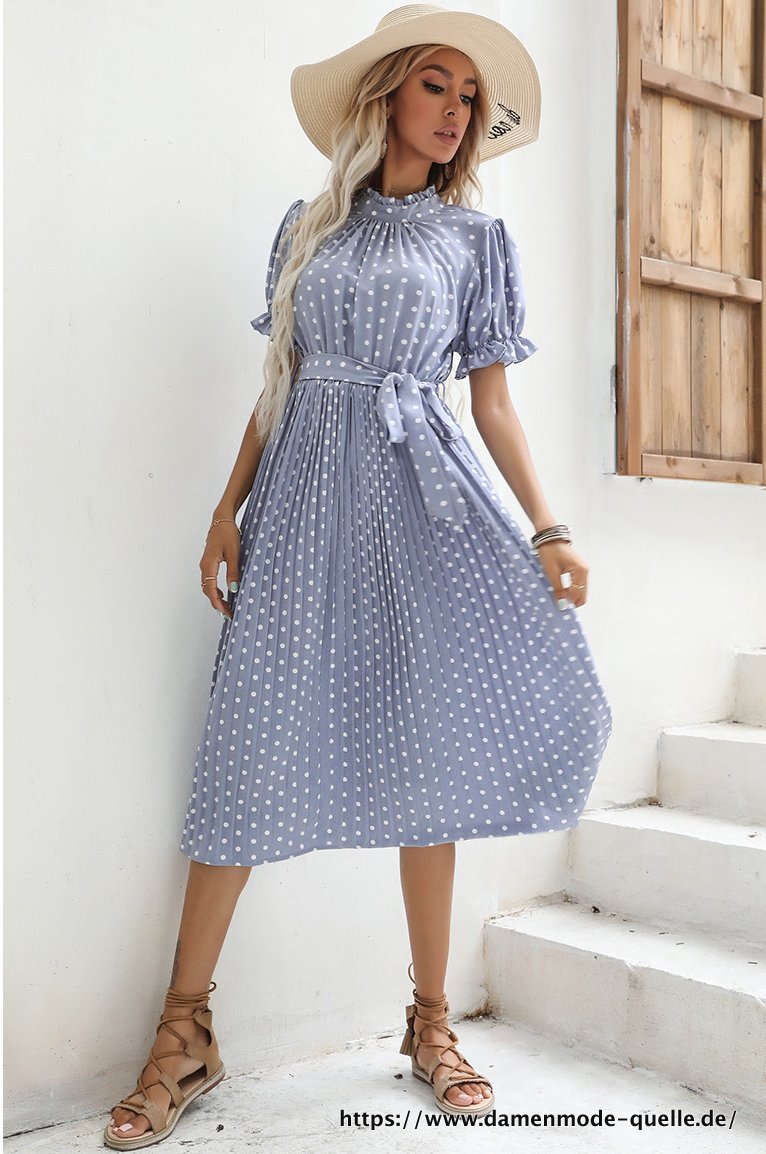Elegantes Sommer Midi Plissee Kleid für Damen Vintage&nbsp;Kurzarm