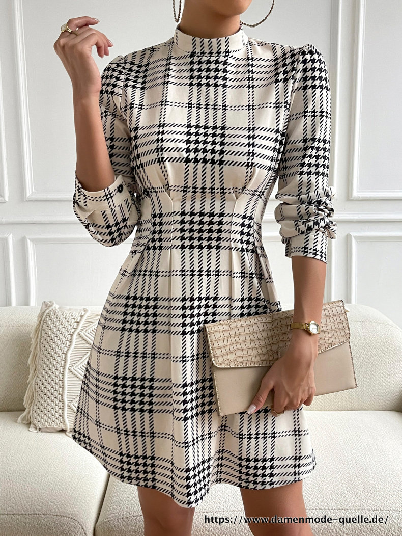 Elegantes Kleid für Frauen Frühling V-Ausschnitt Hohe Taille&nbsp;Creme