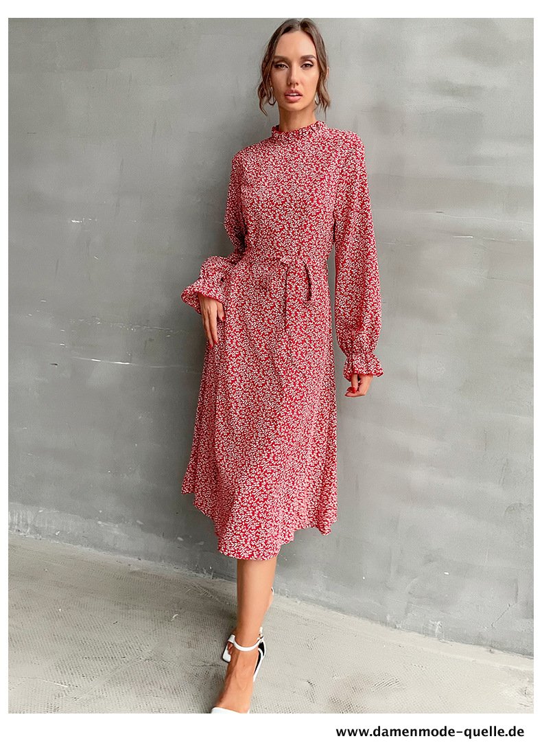 Elegantes Kleid für Damen Langarm Party Kleid mit&nbsp;Gürtel