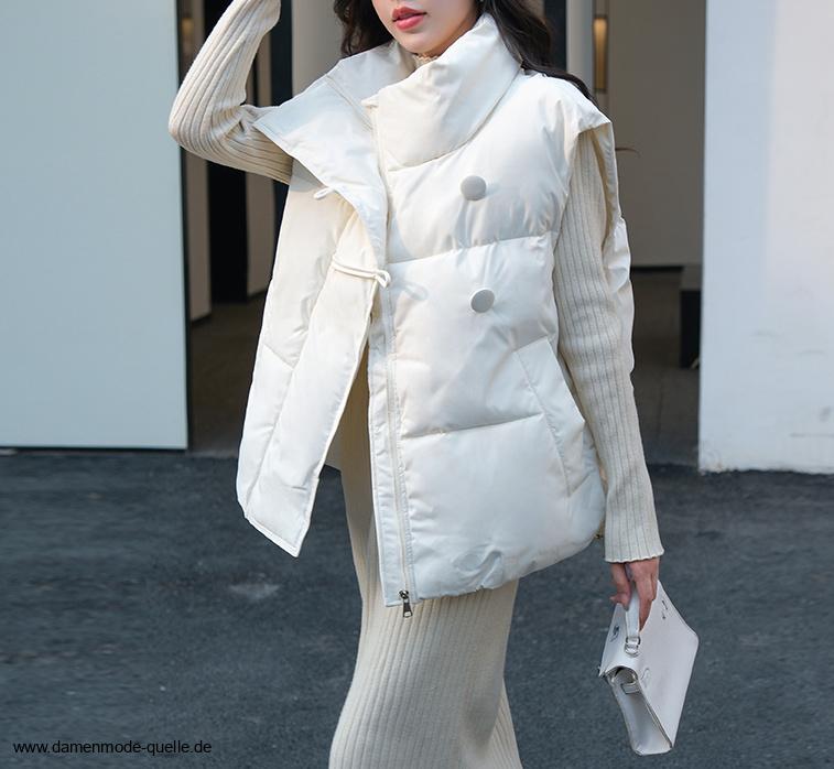 Ärmellose Winter Weste Gefüttert in&nbsp;Weiß