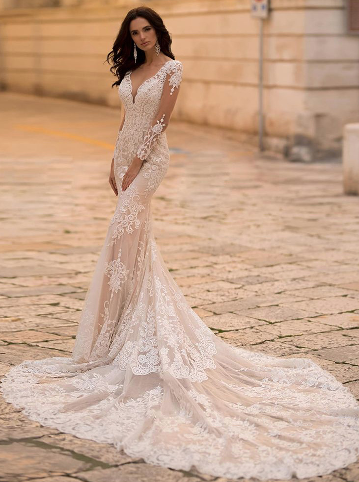 Meerjungfrau Brautkleid Dani Mit Spitze und Schleppe&nbsp;Wunderschön