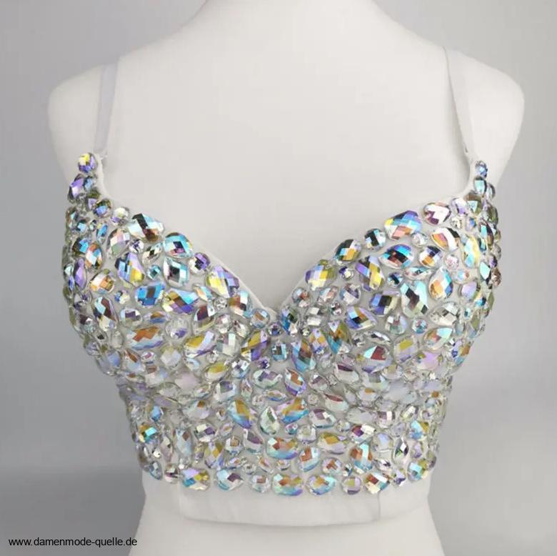 Glitzer Strass Spaghetti Träger Crop Top&nbsp;Sexy