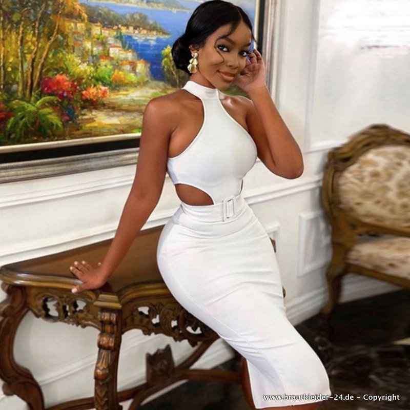 Super Sexy Bleistift Kleid Standesamtkleid für die Braut Knielang in&nbsp;Weiß