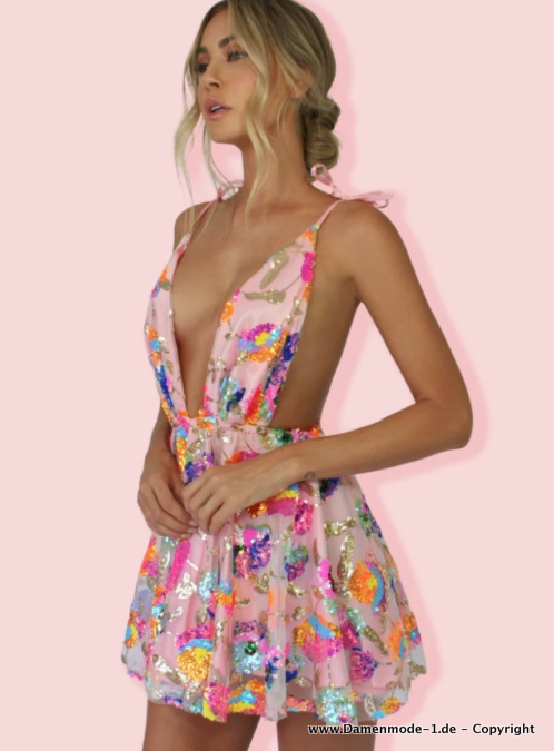Sexy Mini Multicolor Sommerkleid mit&nbsp;Pailletten