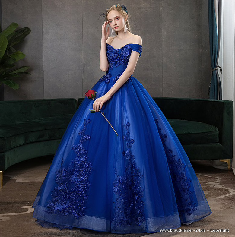 A Linie Quinceanera Brautkleid Schulterfreies Hochzeitskleid in&nbsp;Marineblau
