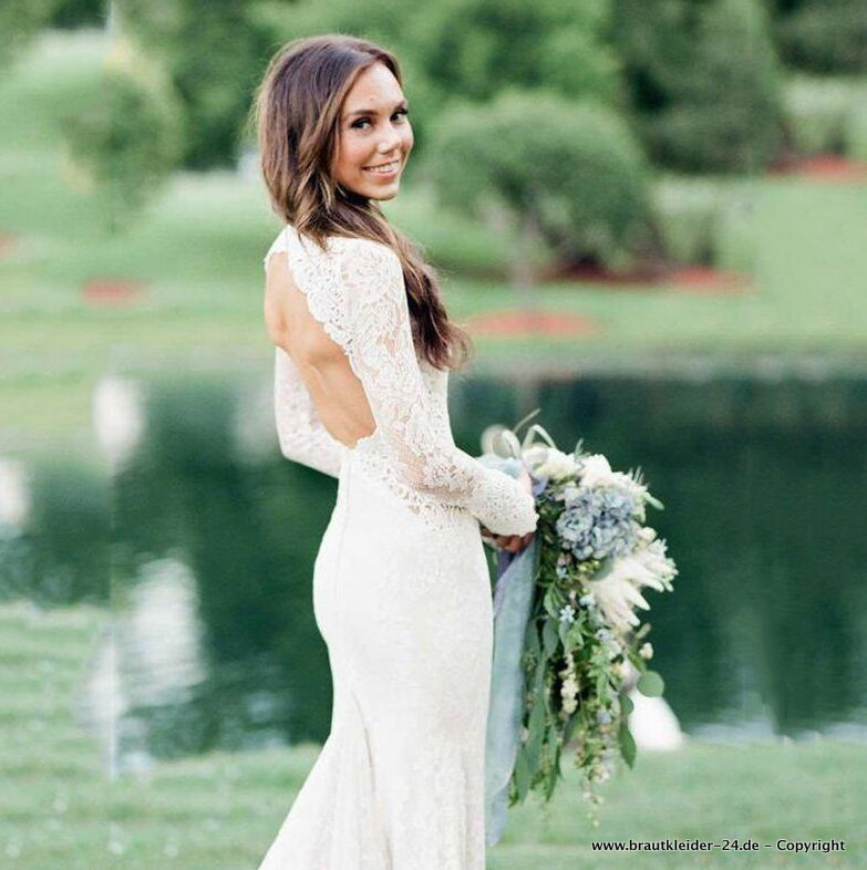 Bohostyle Meerjungfrau Langarm Brautkleid aus&nbsp;Spitze