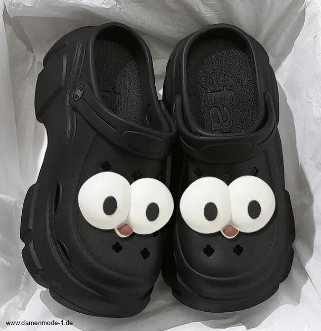 Plateau Damen Cartoon Clogs Cordula in&nbsp;Schwarz