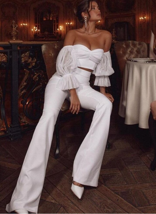 Standesamtoutfit Sexy Zweiteiler für die Braut&nbsp;Schulterfrei