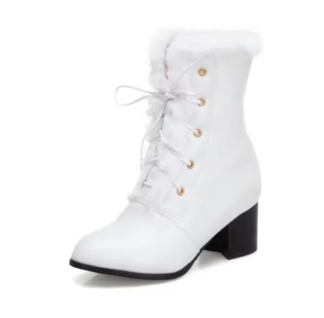 Winter Braut Stiefeletten Hochzeitsschuhe in&nbsp;Weiß