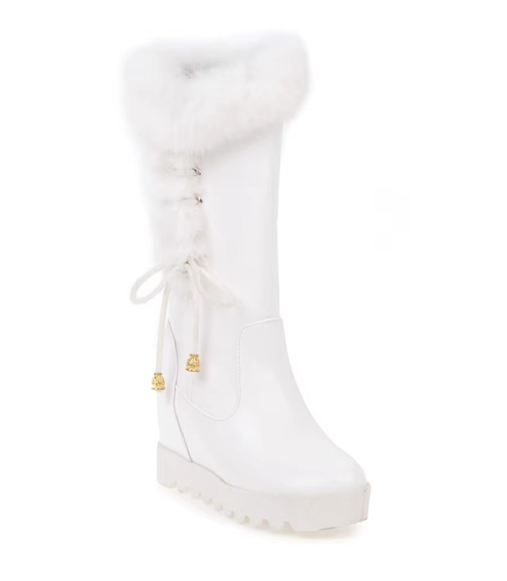 Winter Plüsch Braut Stiefel Hochzeitsschuhe Europa in Weiß mit 7cm&nbsp;Absatz