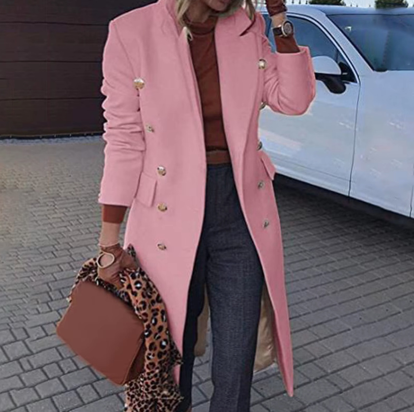 Zweireiher Damen Wollmantel Dani in Rosa&nbsp;Knielang