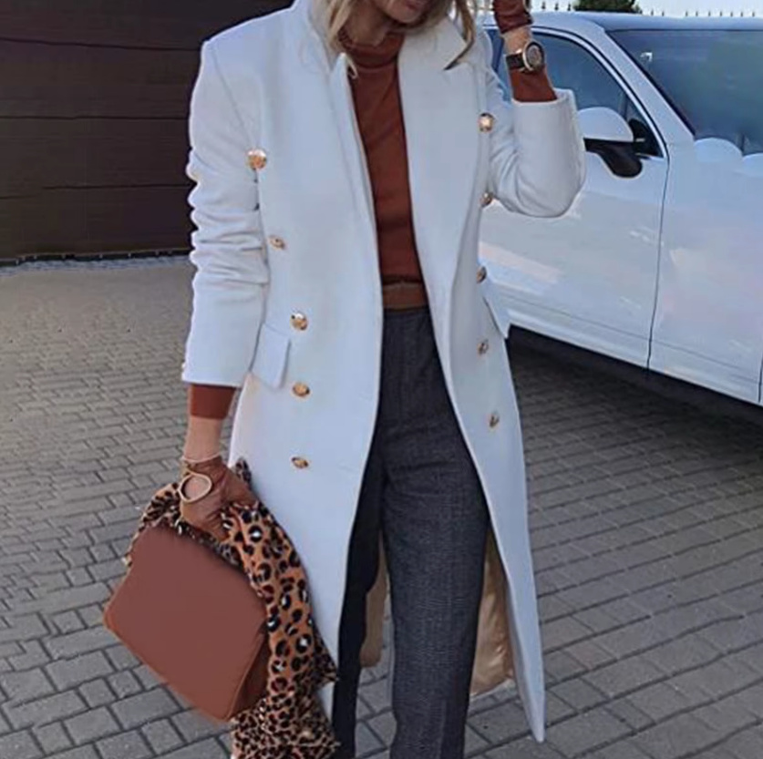 Zweireiher Damen Wollmantel Dani in Weiß&nbsp;Knielang