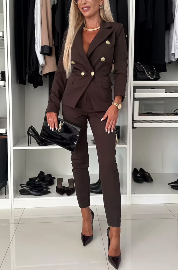 Damen Hosenanzug Domenika Schmal Geschnitten Elegant in&nbsp;Braun