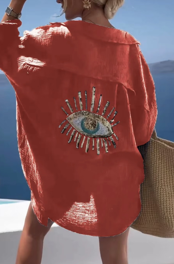 Damen Long Bluse Strandkleid in&nbsp;Orange