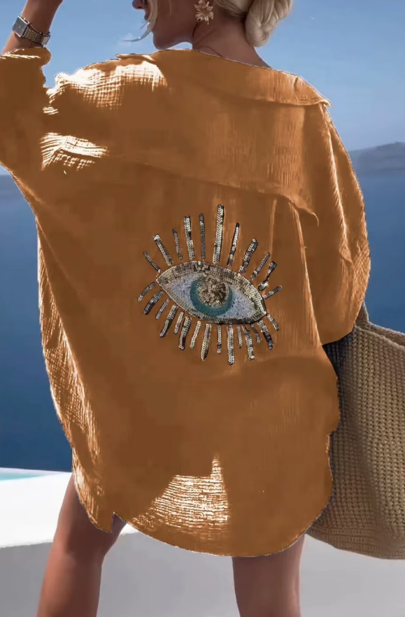 Damen Long Bluse Strandkleid in&nbsp;Orange