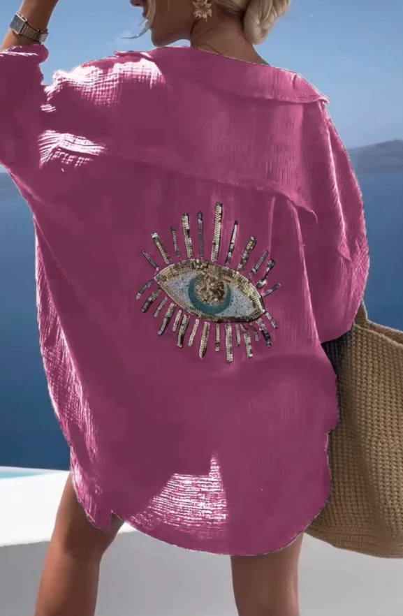 Damen Long Bluse Strandkleid in&nbsp;Pink