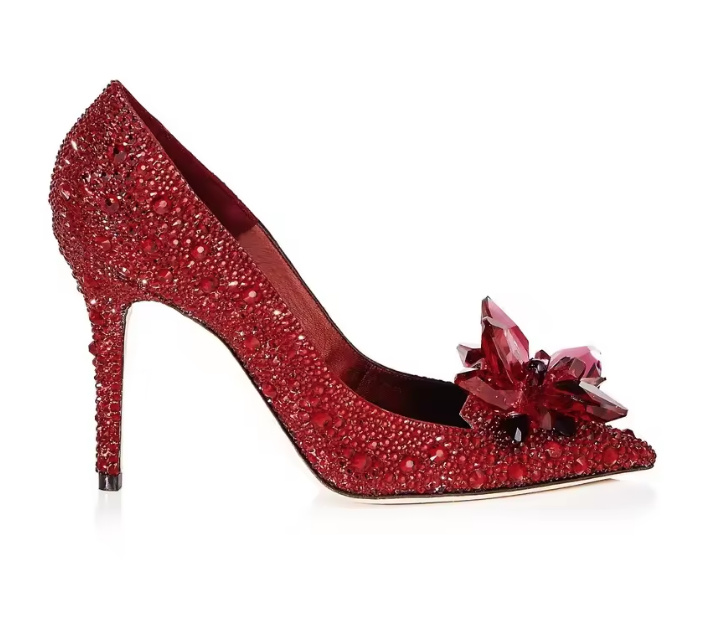 Glitzer High Heels Brautschuhe Eluana Rot mit Diamant Blume Absatz 5 – 7 oder 9&nbsp;cm