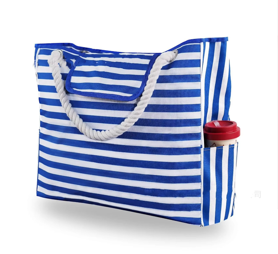 Große Strandtasche Wallis Blau Weiß&nbsp;Gestreift