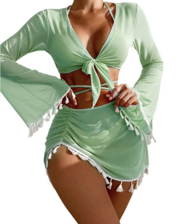 Halterneck Bikini Set Vierteilig in&nbsp;Hellgrün