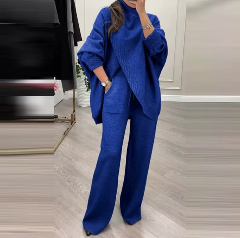 Herbst Frühling Damen Zweiteiler Dalia Gestrickt in&nbsp;Blau