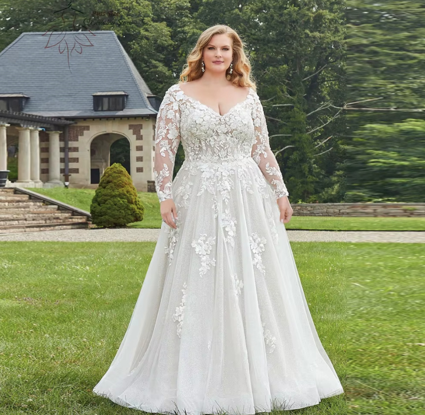 Langarm A Linie Brautkleid Enrica Klassisch mit Spitze und&nbsp;Schleppe