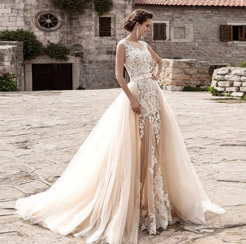 Luxus Meerjungfrau Brautkleid Eleni mit Abnehmbarem Rock in&nbsp;Elfenbein