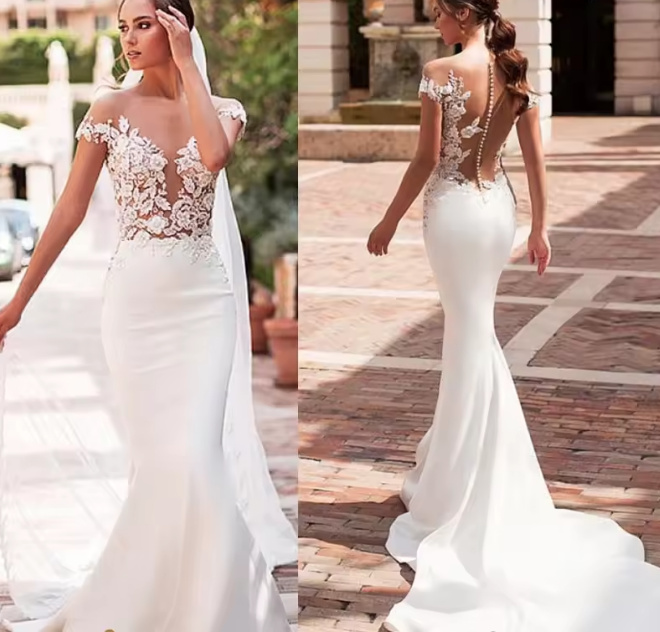 Meerjungfrau Brautkleid Eireann Romantisch mit Schleppe und&nbsp;Blumen