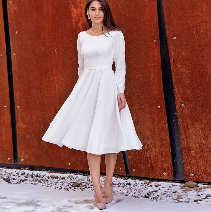 Schlichtes A Linie Brautkleid Cathrine&nbsp;Wadenlang