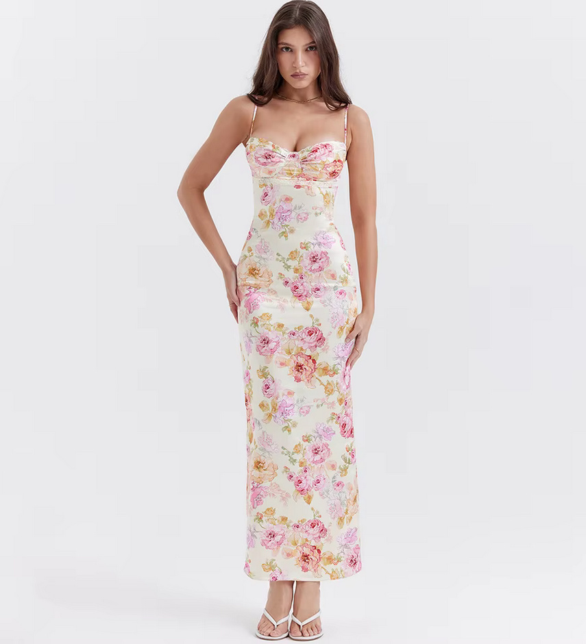 Spaghettiträger Bleistift Kleid Davinia Elegant mit&nbsp;Blumenmuster