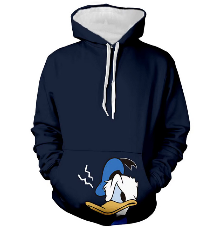 Unisex Cartoon Disney Donald Duck Hoodie in Navy&nbsp;Blue