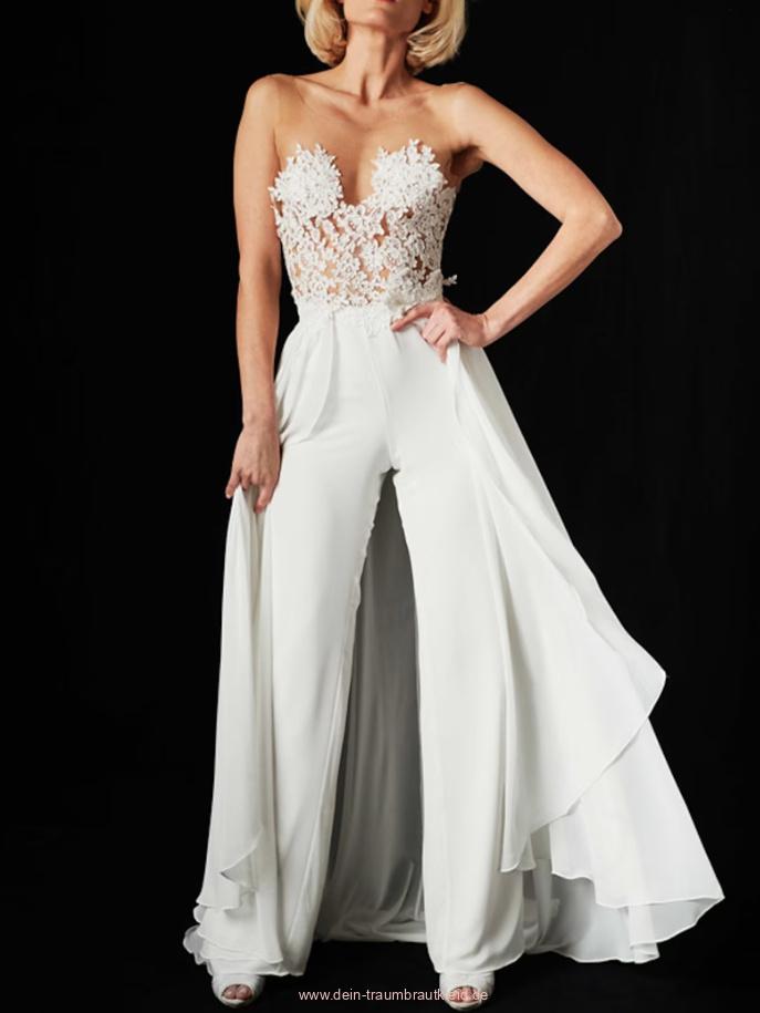 Bustie Braut Overall Einteiler Iolanthe Standesamtmode mit Abnehmbarem&nbsp;Rock