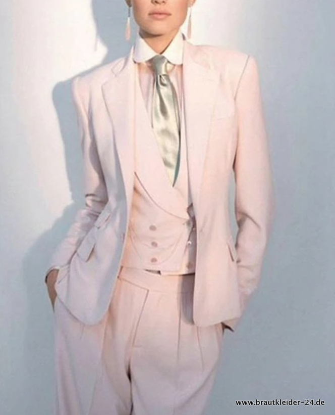 Braut Hosenanzug Elegant für den Standesamt in Zartrosa mit&nbsp;Weste