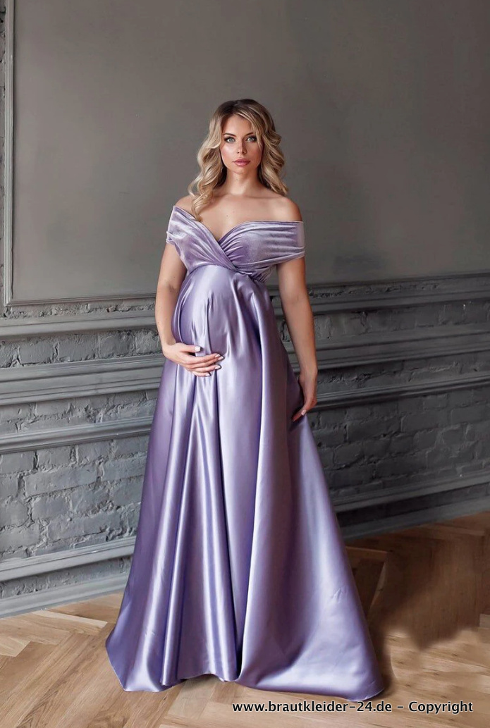 A Linie Brautkleid für Schwangere in&nbsp;Flieder