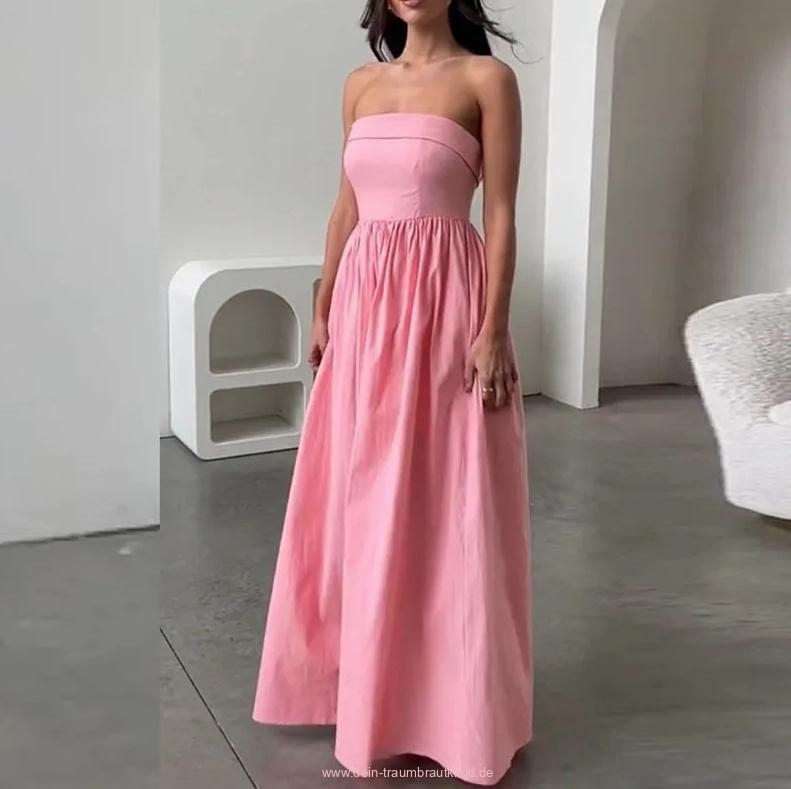 Bustie Brautjungfernkleid Lysann Bodenlang in Rosa&nbsp;Schulterfrei