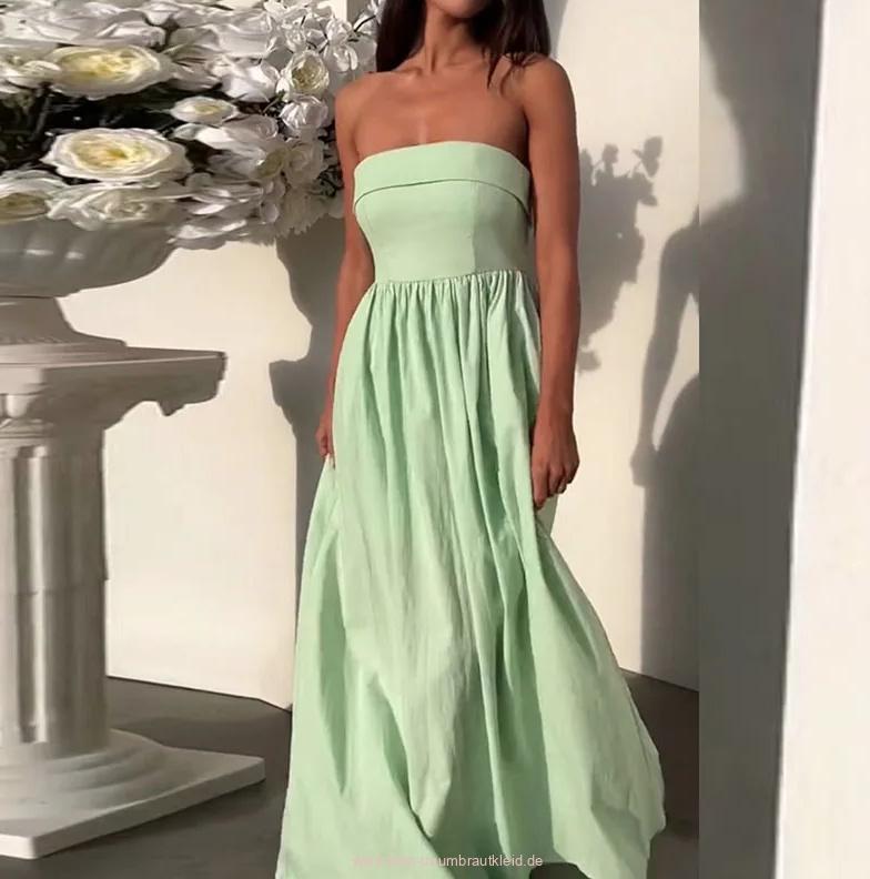 Bustie Brautjungfernkleid Lysann Bodenlang in Hellgrün&nbsp;Schulterfrei