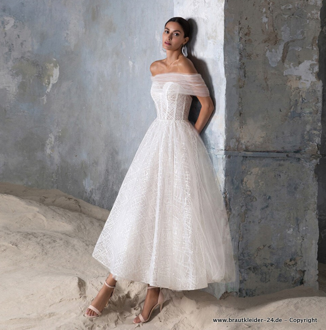 Schulterfreies Glitzer Brautkleid Polly&nbsp;Knöchellang