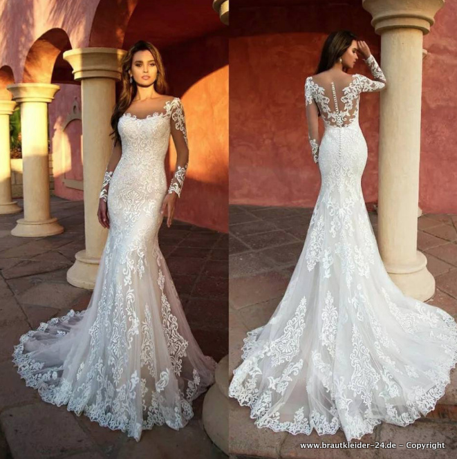 Langarm Meerjungfrau Brautkleid Remigia aus&nbsp;Spitze