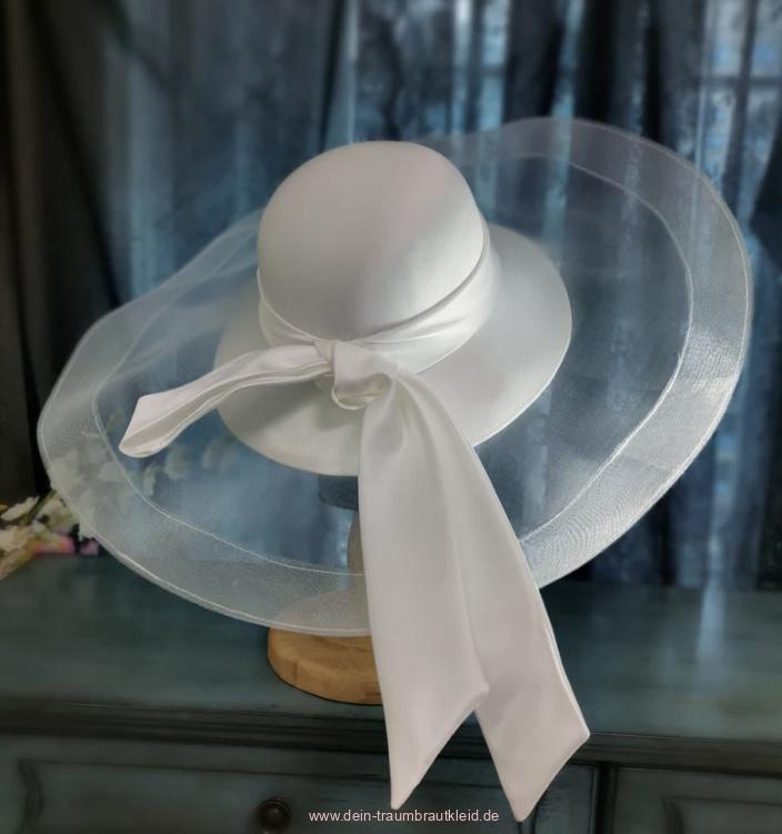 Brauthut Marle in Weiß mit&nbsp;Schärpe