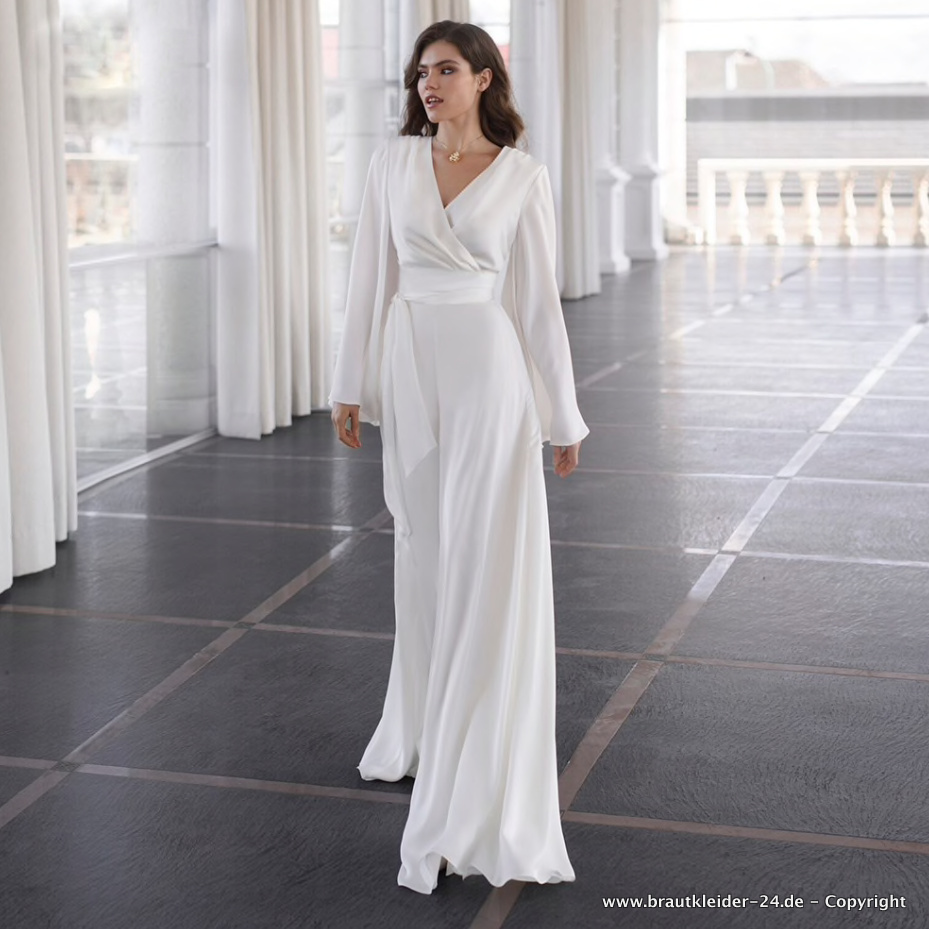 Langarm Chiffon Braut Overall Einteiler Rosalyn&nbsp;Standesamtmode