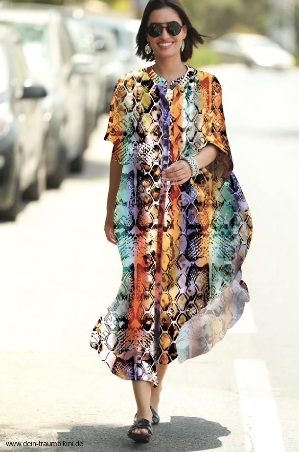 Beach Cover Up Kurzarm Strandkleid Zaba Lang&nbsp;Bunt