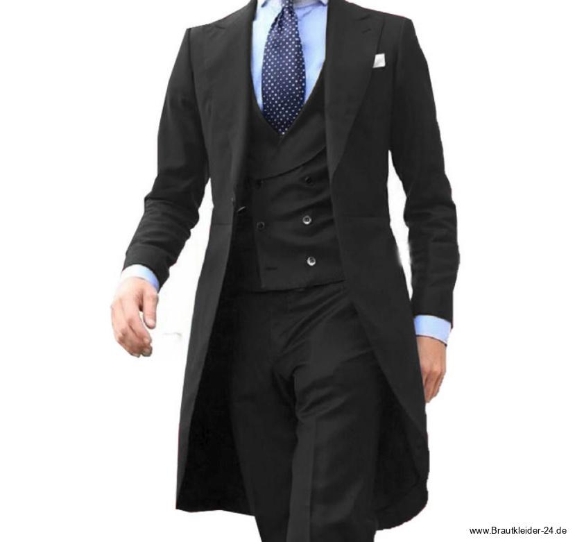 Smoking Hochzeitsanzug für den Bräutigam in Schwarz Dreiteilig mit Revers&nbsp;Kragen