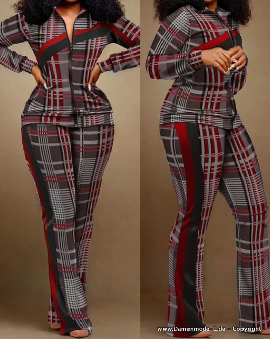 Damen Freizeitanzug mit Zipper Jacke&nbsp;Kariert