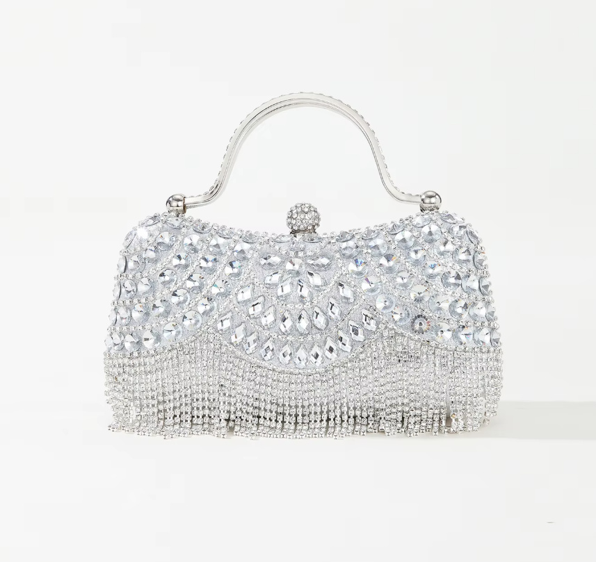 Glitzer Strass Brauttasche in&nbsp;Silber