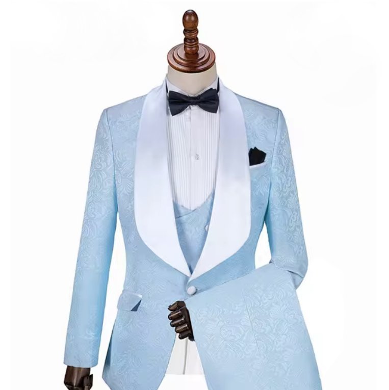 Hochzeitsanzug für den Bräutigam Dreiteilig mit Weste in&nbsp;Hellblau