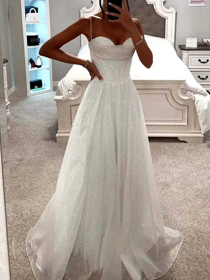 Vintage Style Glitzer Brautkleid Corin mit&nbsp;Spaghettiträger